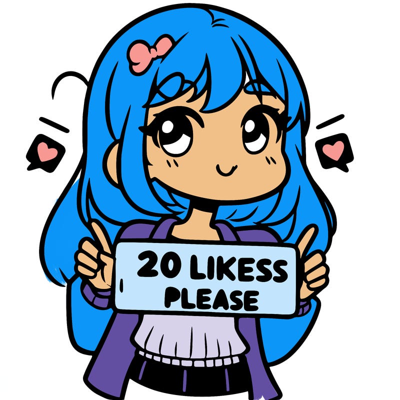 a girl saying 20 likes please