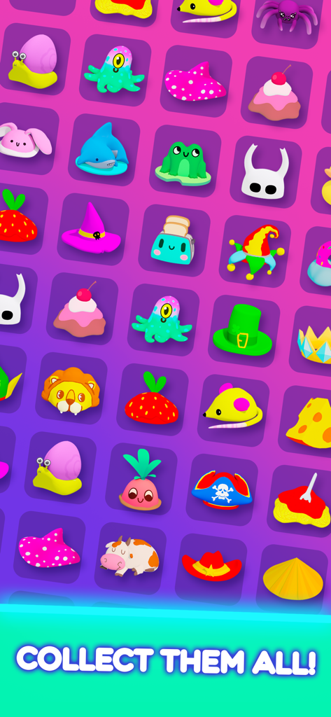 Simba Bounce - Uma grade vibrante mostrando vários chapéus de personagem colecionáveis e ícones em Simba Bounce com o texto Colecione Todos
