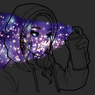 a realistic girl, spray painting