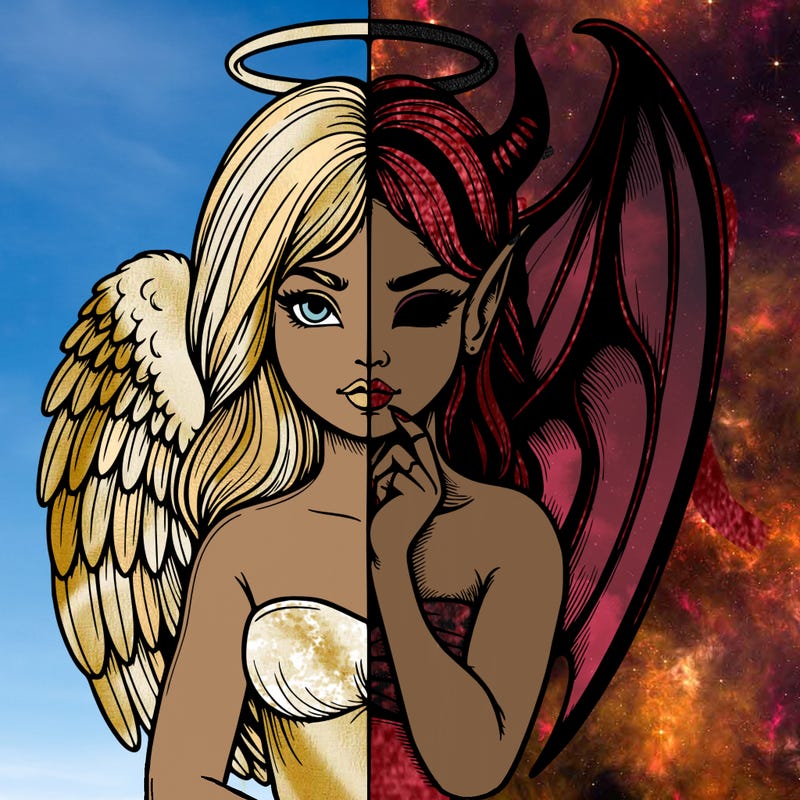 realistic angel half demon