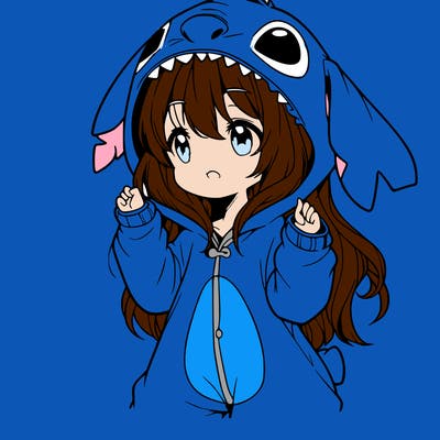 anime girl in a stitch onsie