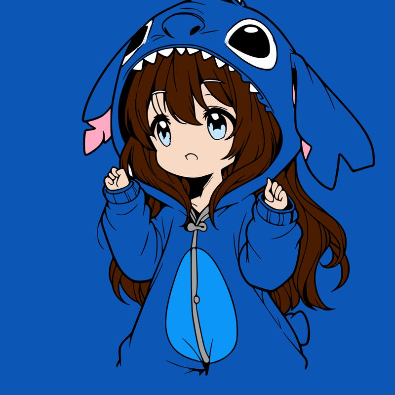 anime girl in a stitch onsie