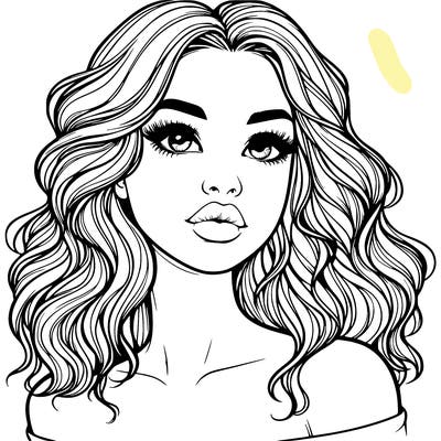 realistic girl with wavy hair and lips