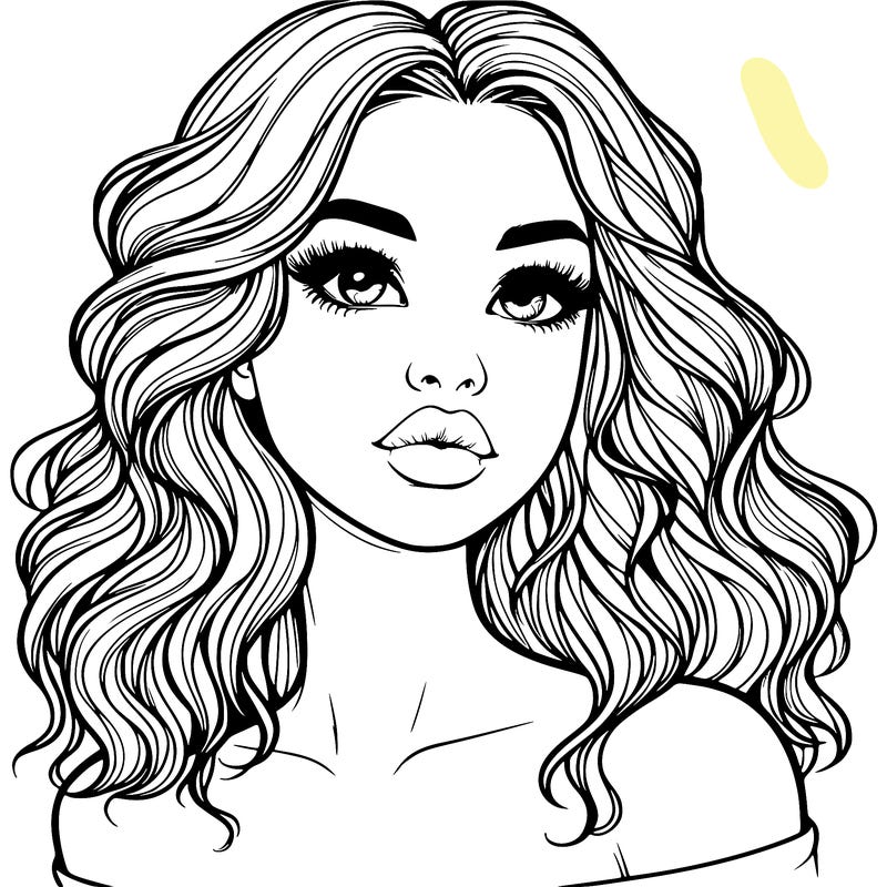 realistic girl with wavy hair and lips