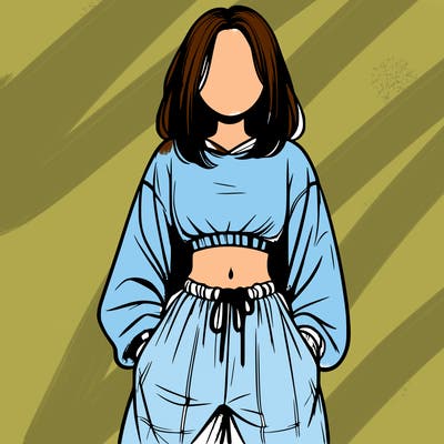 realistic girl faceless with baggy pants and a crop top