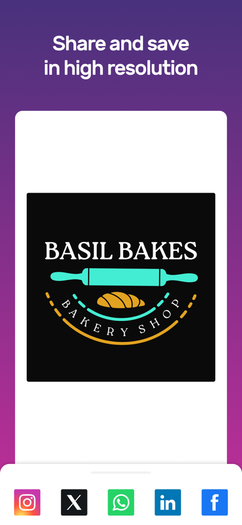 Logo Design Maker - Brand Shop - Diseño de logo profesional de panadería compartiéndose en alta resolución a plataformas de redes sociales