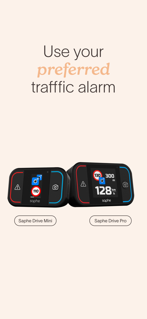 Saphe Link - 속도 제한 및 알림을 표시하는 Saphe Drive Mini와 Saphe Drive Pro 하드웨어 교통 알람 장치 비교