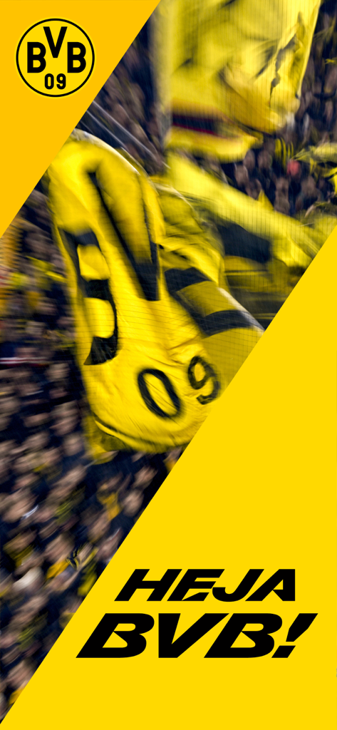 BVB - Offizieller Splashscreen der BVB-App mit Vereinslogo und Slogan Heja BVB