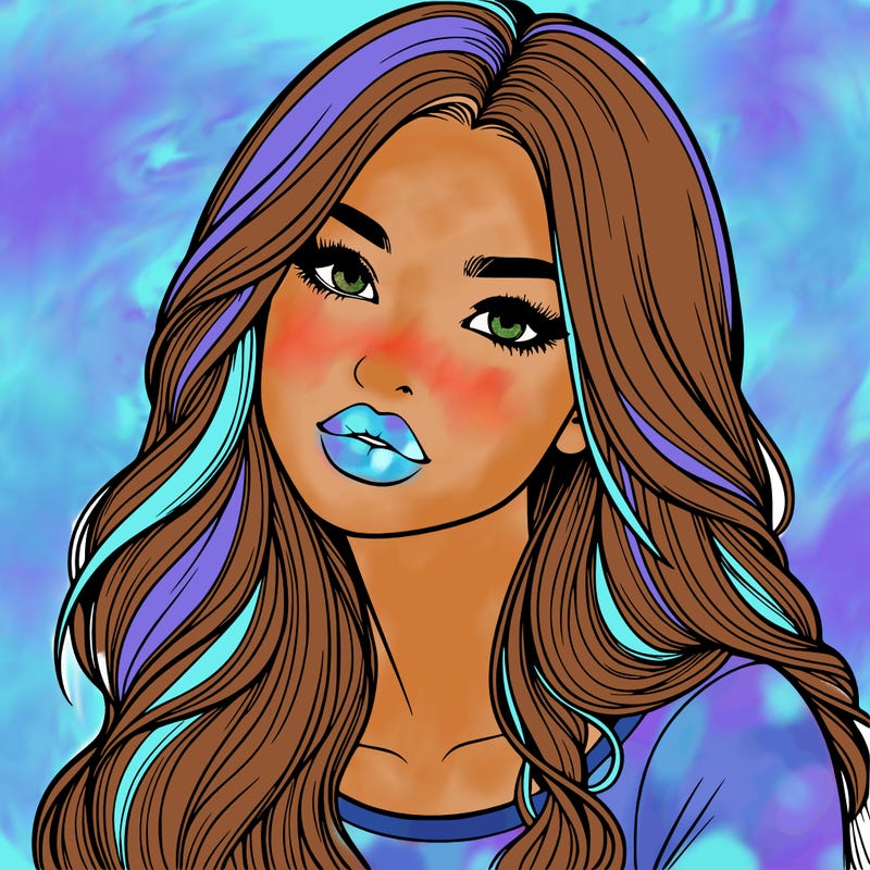 realistic girl with hair on her hair and lips