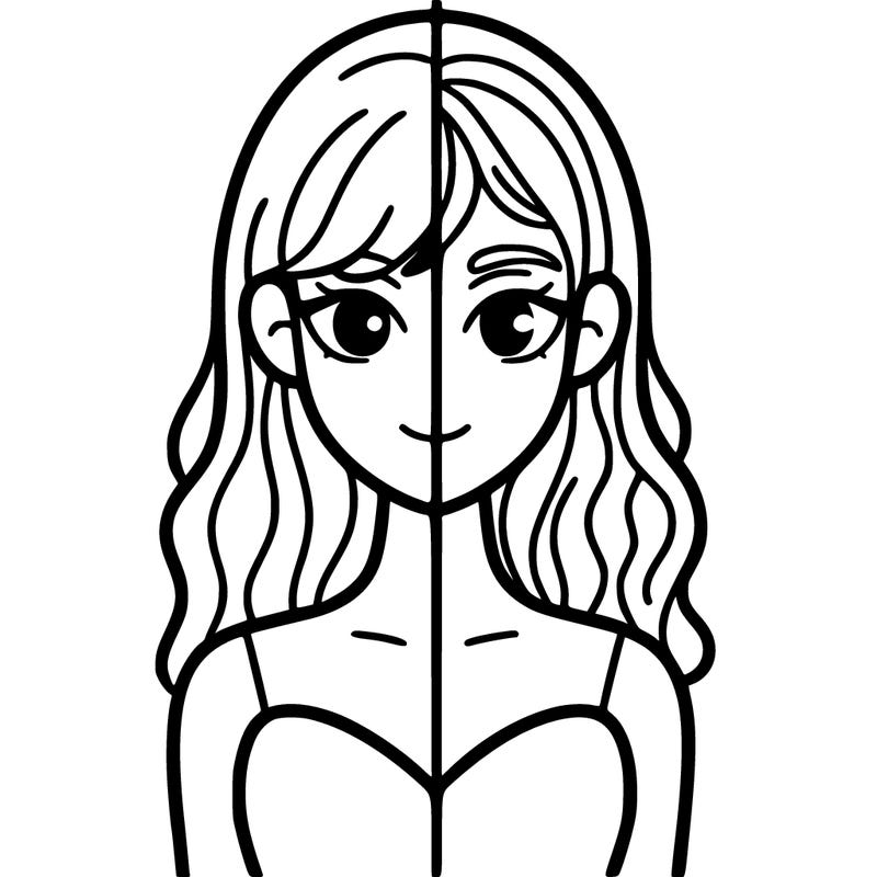 a woman divided in half