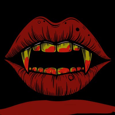 lips with vampire teeth