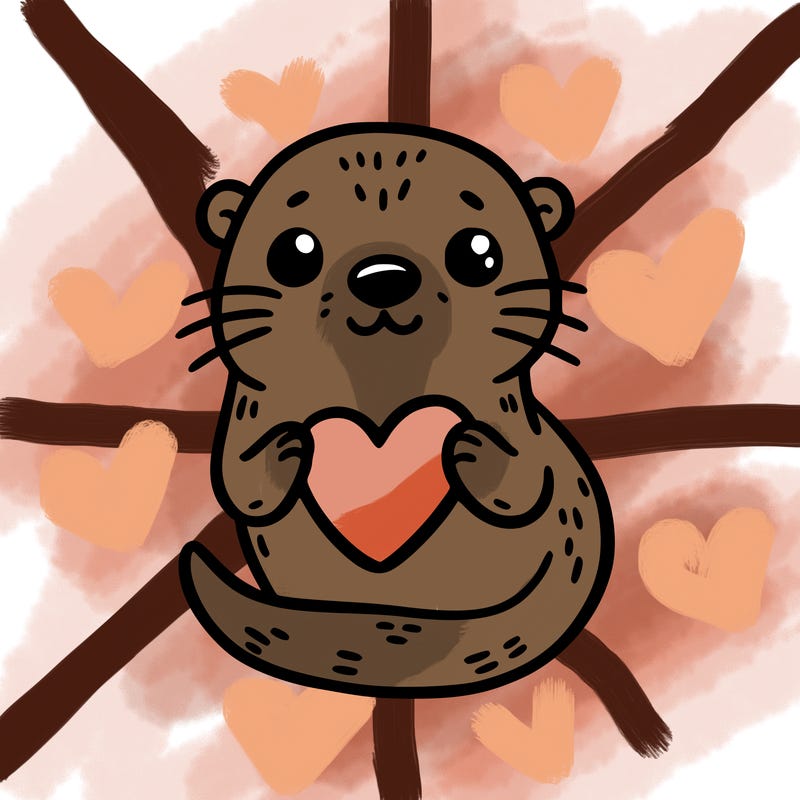 otter with a heart