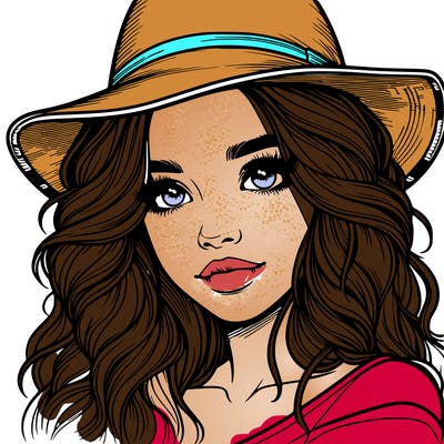 realistic girl with hat