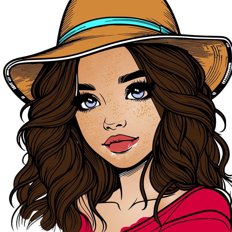 realistic girl with hat