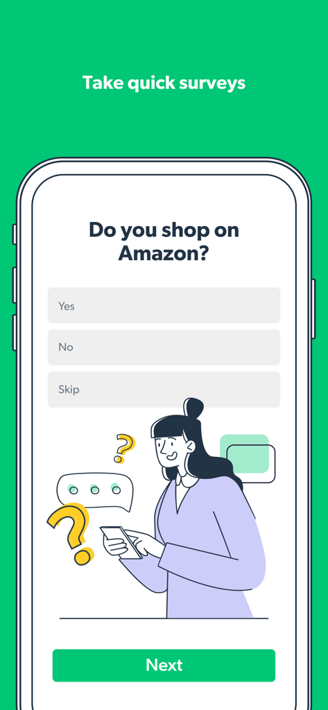 Bright Rewards mobile app interface displaying a quick survey question on a smartphone