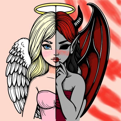 realistic angel half demon