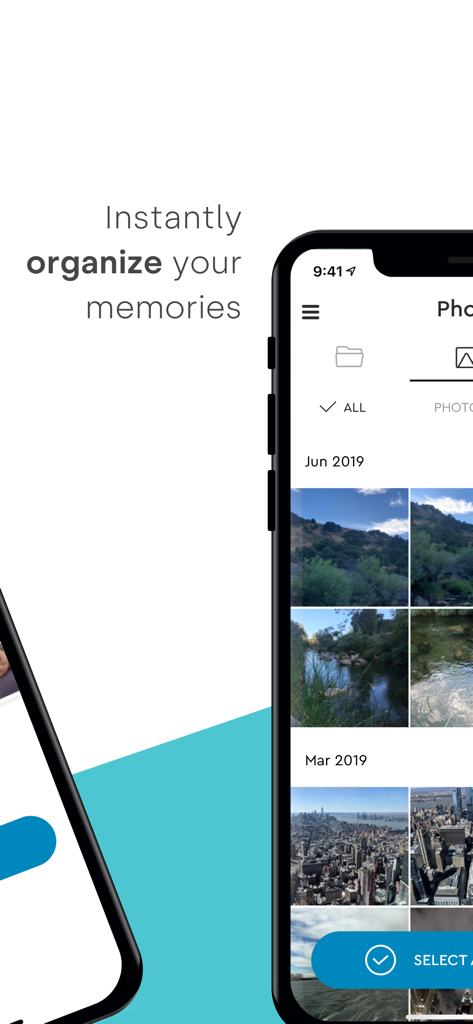 Interface of the My Cloud Home app showing a photo gallery organized by month on a smartphone