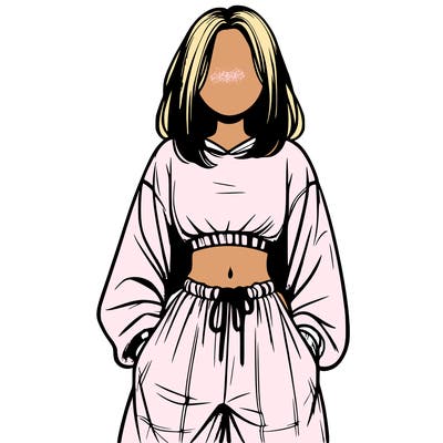 realistic girl faceless with baggy pants and a crop top