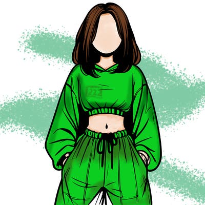 realistic girl faceless with baggy pants and a crop top