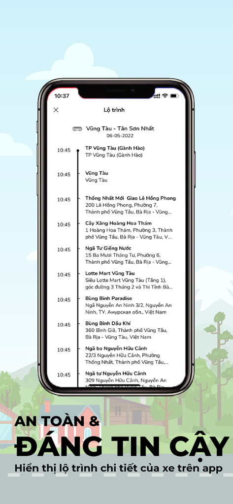 A smartphone screen showing a detailed travel itinerary and route schedule in the HAIVAN transport app.