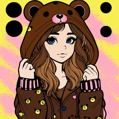 realistic girl in a animal pjs hoodie