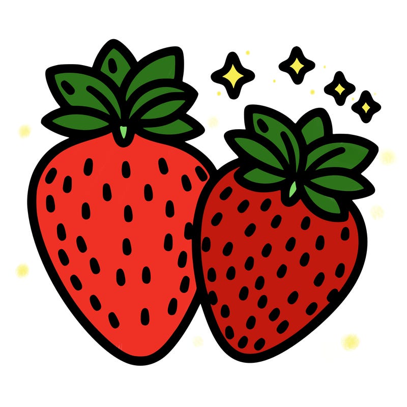 strawberry, line art simple