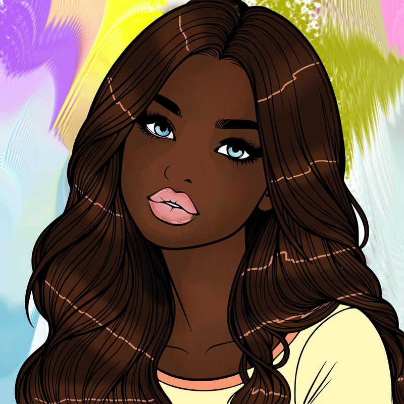 realistic girl with hair on her hair and lips