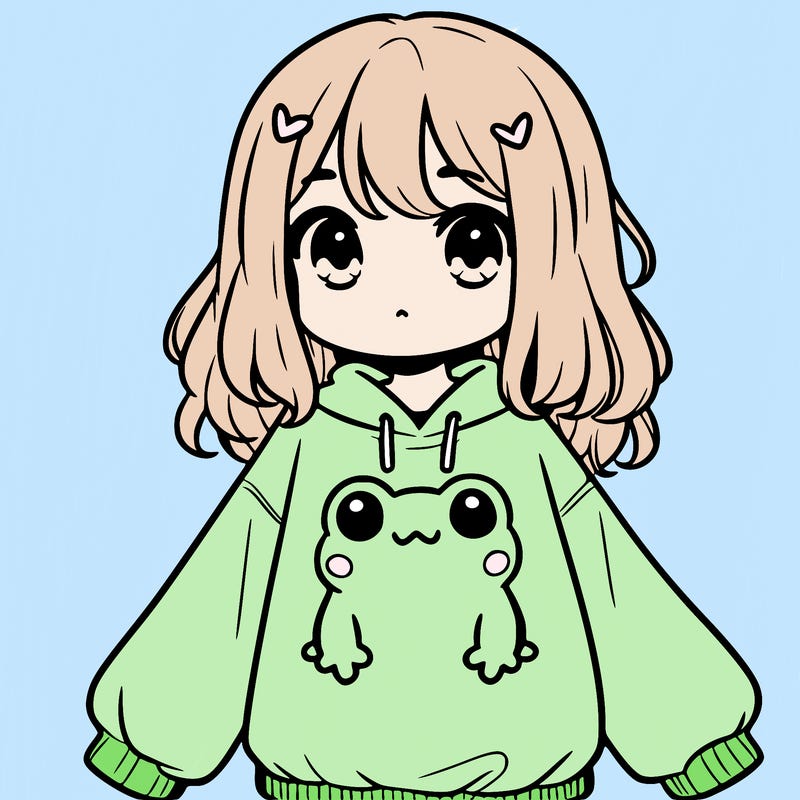 girl wearing frogging sweatshirt