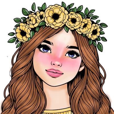 realistic girl with flower crown