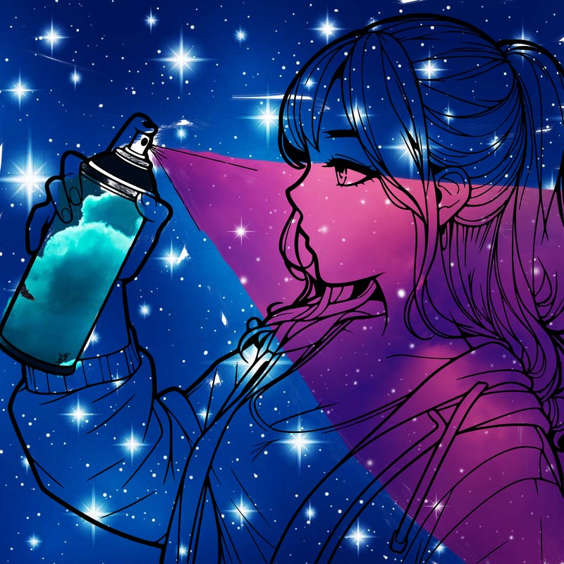 a realistic girl spray, painting