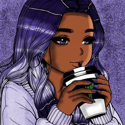 realistic girl drinking coffee