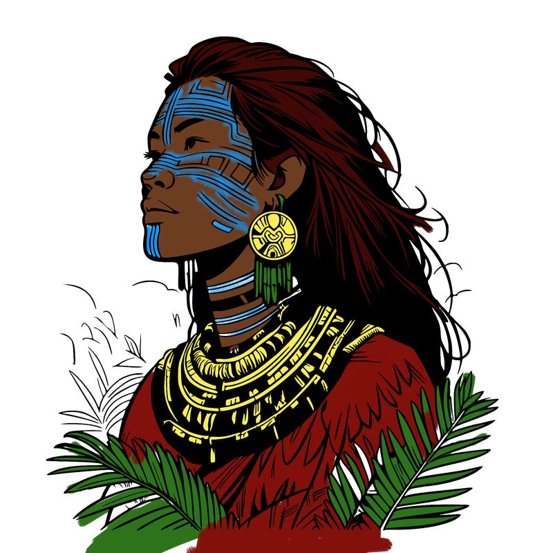 a realistic tribal woman in a skyclad ceremony