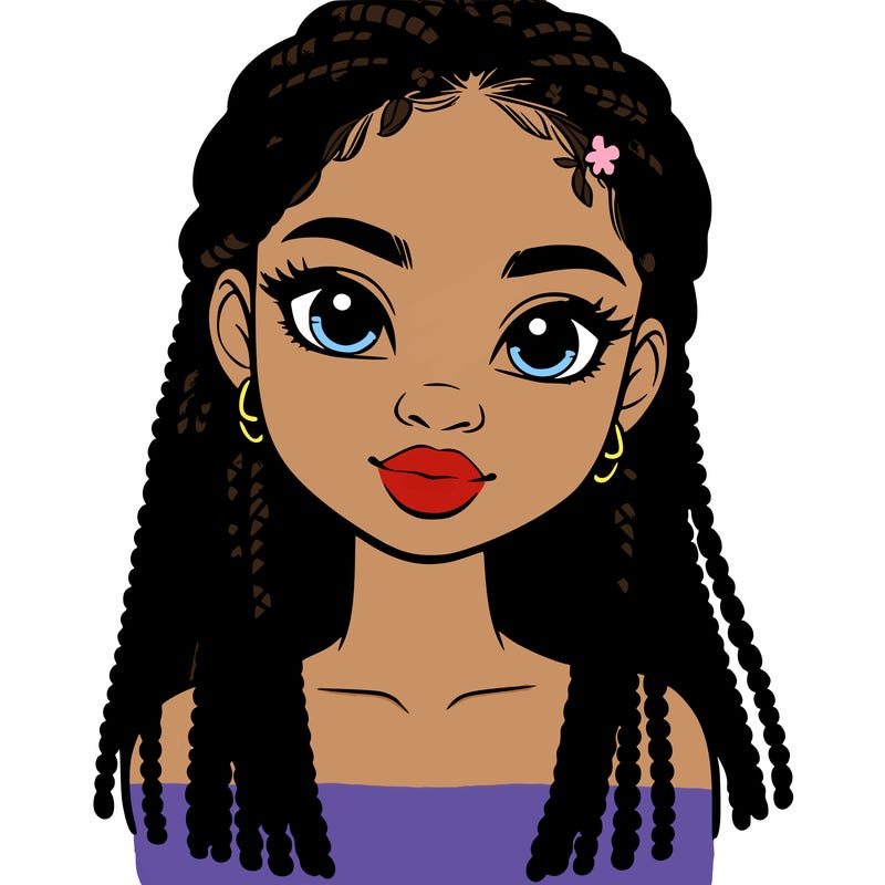 a realistic black girl with braids