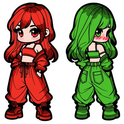 girl in crop top and baggy pants