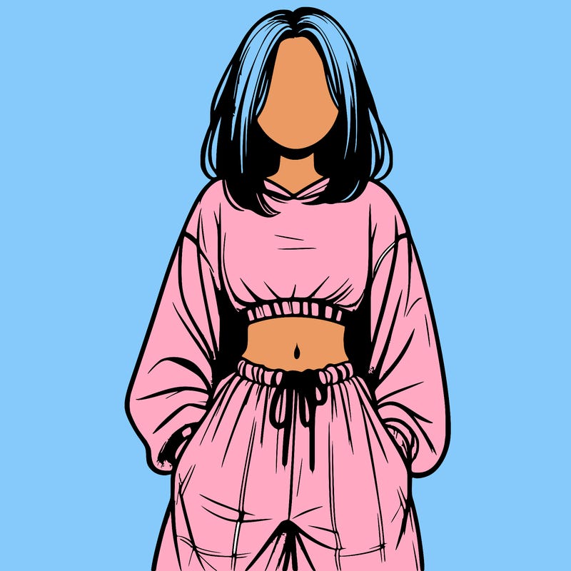 realistic girl faceless with baggy pants and a crop top