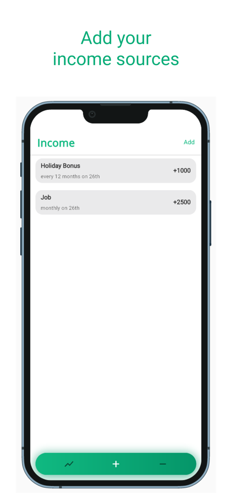 Financial Freedom Tool - Interfaz de la aplicación Financial Freedom Tool que muestra fuentes de ingresos como el trabajo y el bono navideño.