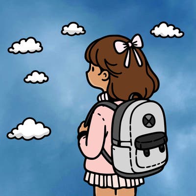 a girl with a backpack