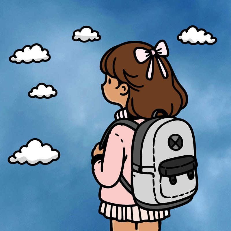 a girl with a backpack