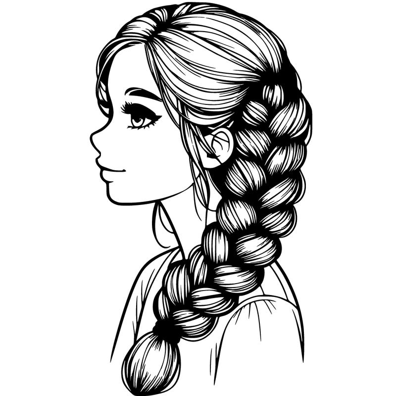 realistic girl with a big french braid
