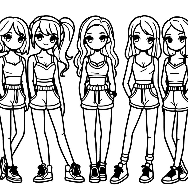 a group of girls that have tank tops and shorts