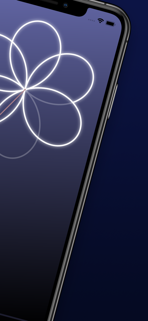 Point Paint - Draw Challenge - Point Paint game showing a glowing one line flower puzzle on a mobile screen