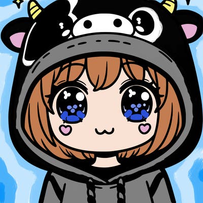 kawaii girl with cow hoodie
