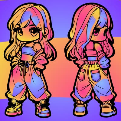 girl in crop top and baggy pants