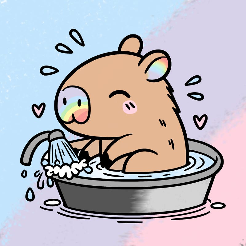 capybara taking a bath