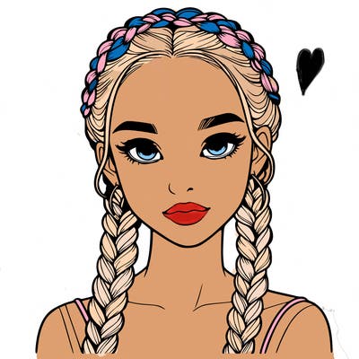 realistic girl with braids