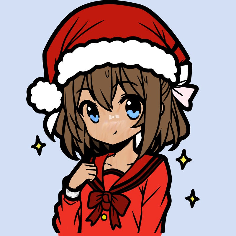 anime girl wearing a santa hat