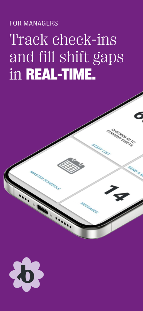 Bloomerang Volunteer app manager dashboard showing real time check in tracking and shift gap management