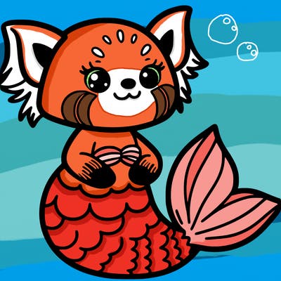 a mermaid red panda