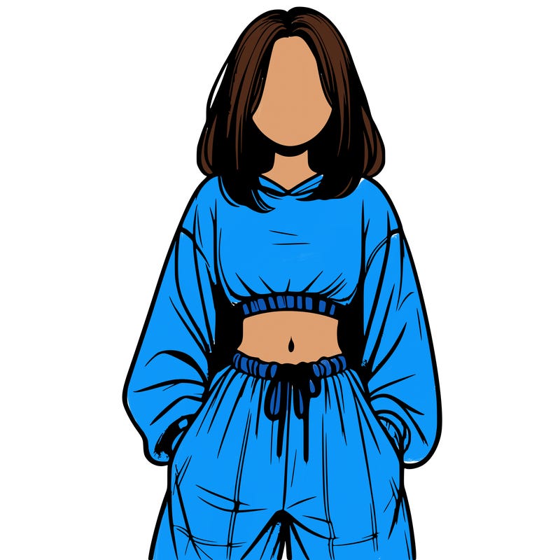 realistic girl faceless with baggy pants and a crop top