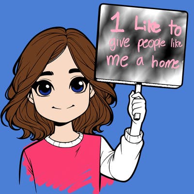 realistic girl holding up a sign